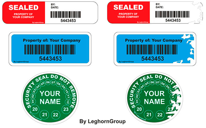 destructable security label kleuren personnalisaties