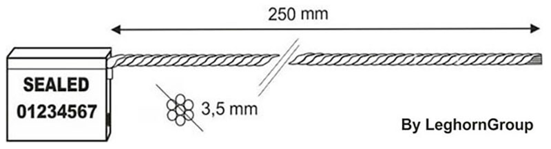 kabel zegels 3.5×250 mm technische tekening
